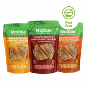 Natible Variety Pack - Sprouted Protein and Sprouted Millet Chilla Mix – Savory Indian Pancake Mix (Pack of 3)