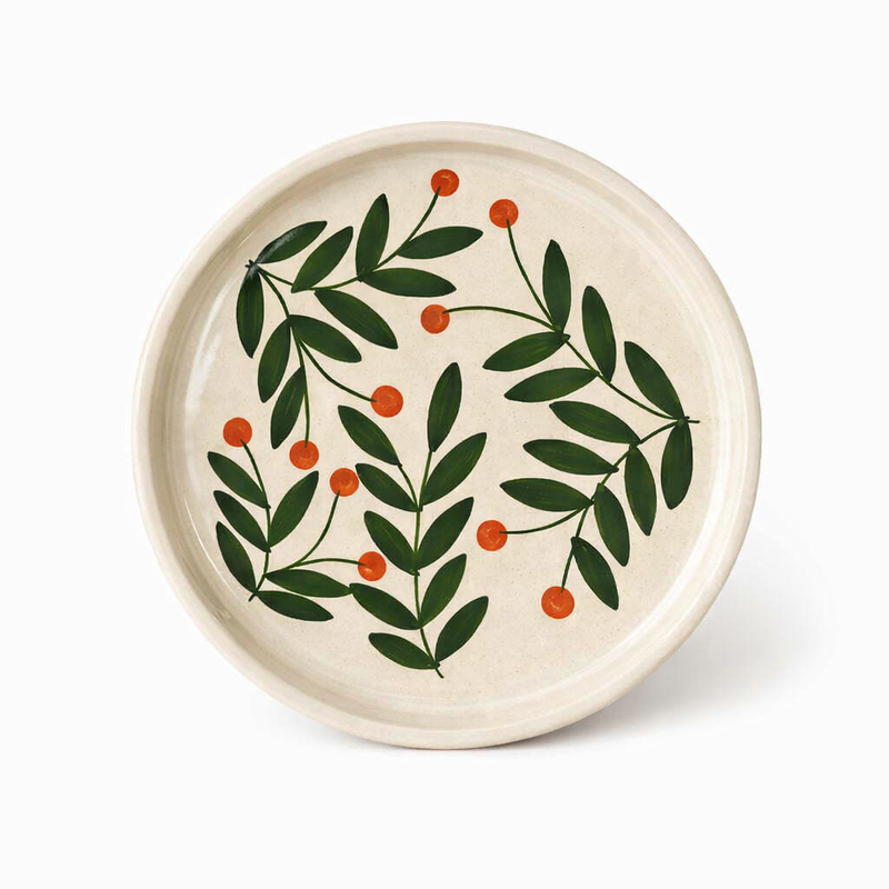 nurture-india-olive-leaf-ceramic-plates-8-inch