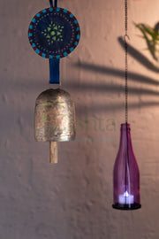 Copper Coated Iron Chimes-Bell with Leather (Blue) – Metal Wind Chimes