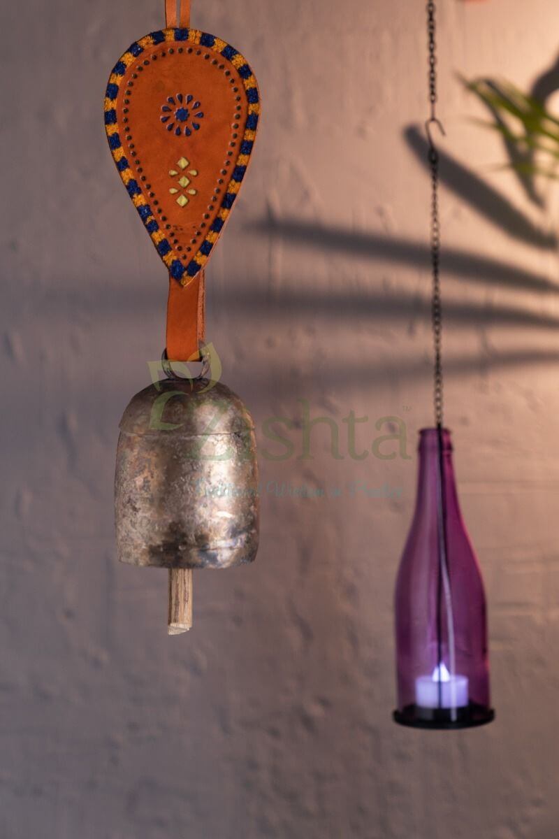 Copper Coated Iron Chimes-Bell with Leather (Orange) – Utensil