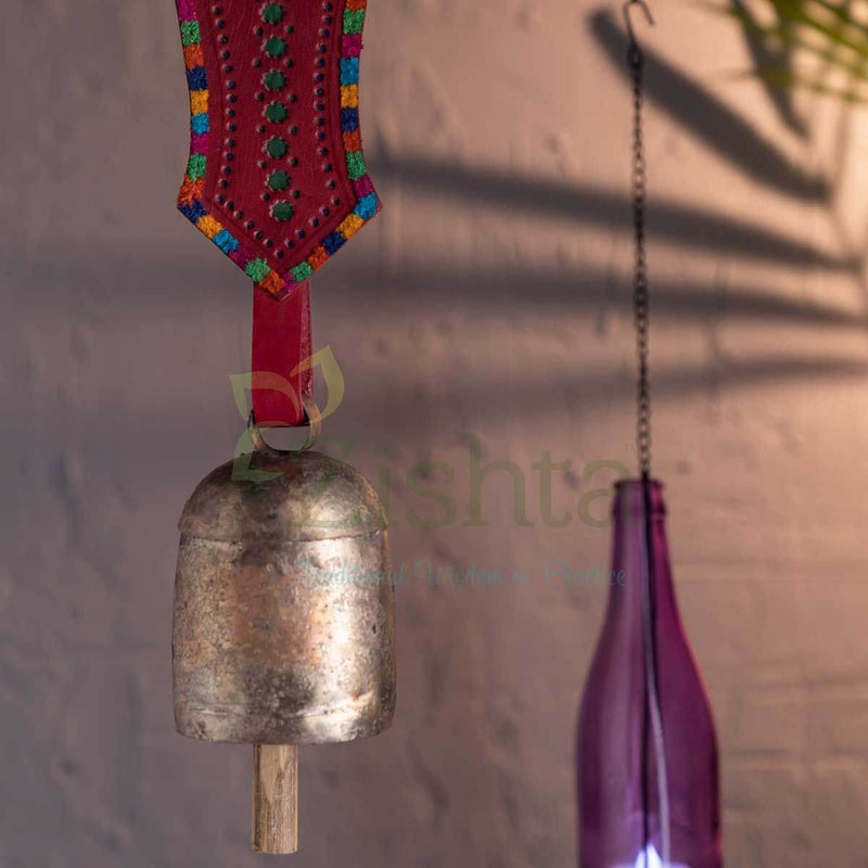 Copper Coated Iron Chimes-Bell with Leather (Pink) – Metal Wind Chimes
