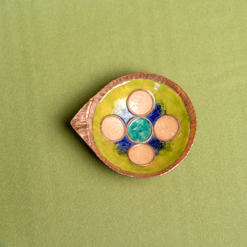 Copper Enamel Diya (Set Of 4) – Decorative Oil Lamp Set