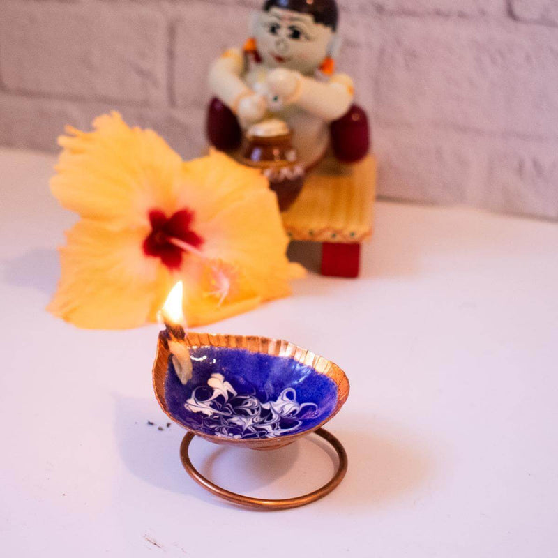 Copper Enamel Spring Diya – Oil Lamp