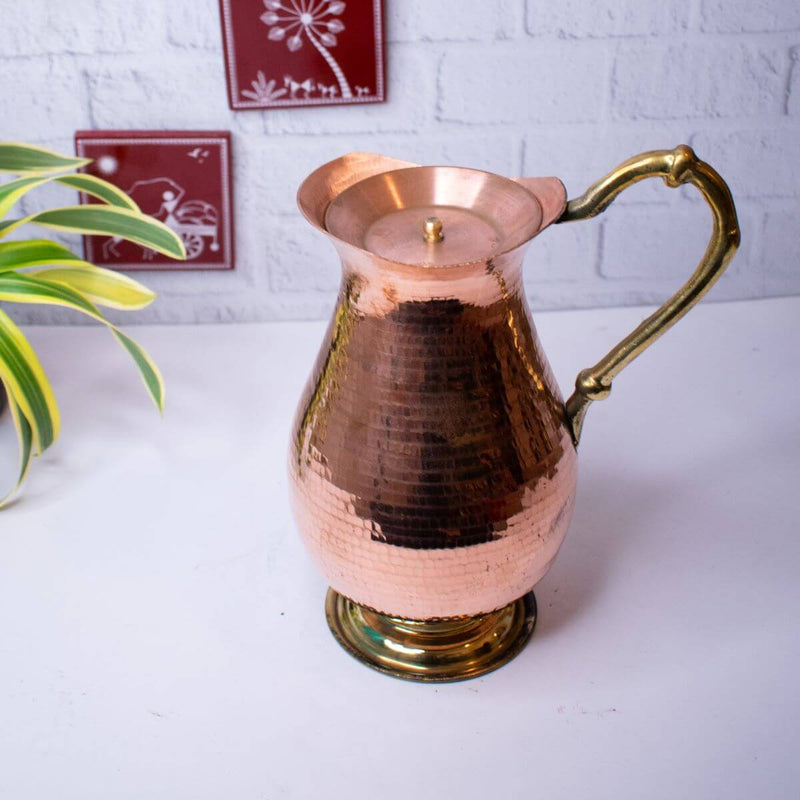 Copper Water Curved Jug: Traditional Design – Copper Water Jug