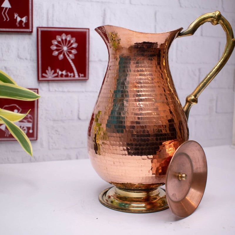 Copper Water Curved Jug: Traditional Design – Copper Water Jug