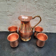 Copper Water Curved Jug: Traditional Design with 4 Glasses – Copper Water Jug