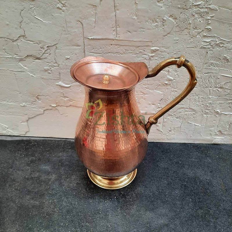 Copper Water Curved Jug: Traditional Design with 4 Glasses – Copper Water Jug