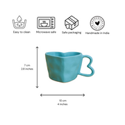 Nurture India Sky Blue Ceramic Heart Mug 10-oz