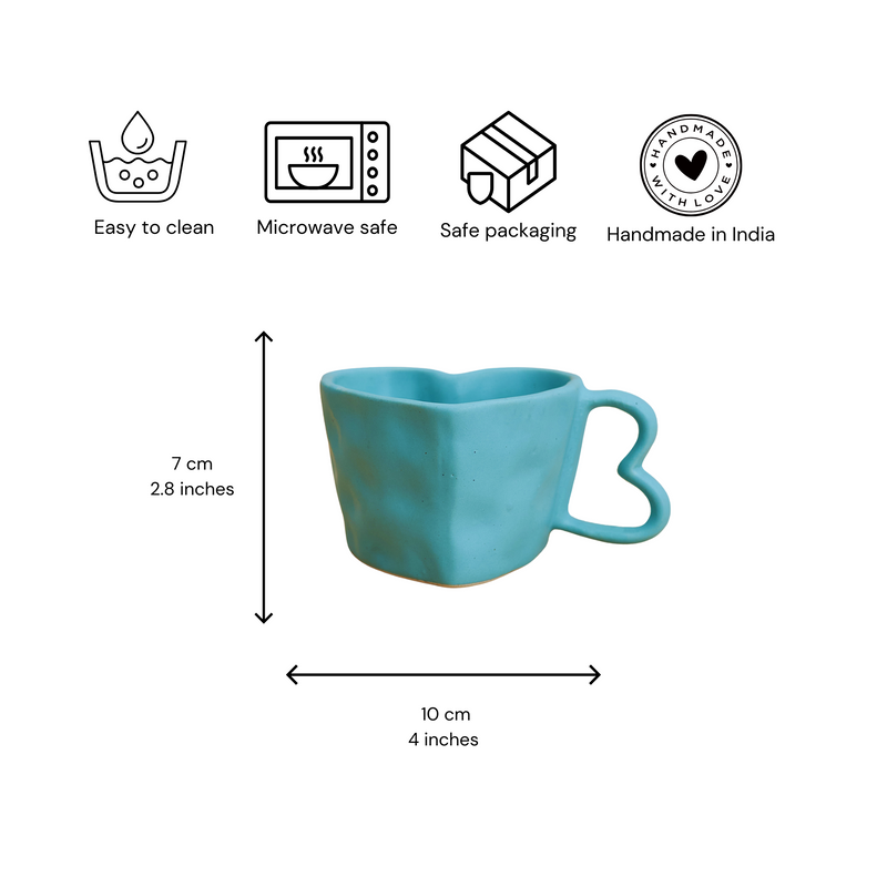 Nurture India Sky Blue Ceramic Heart Mug 10-oz