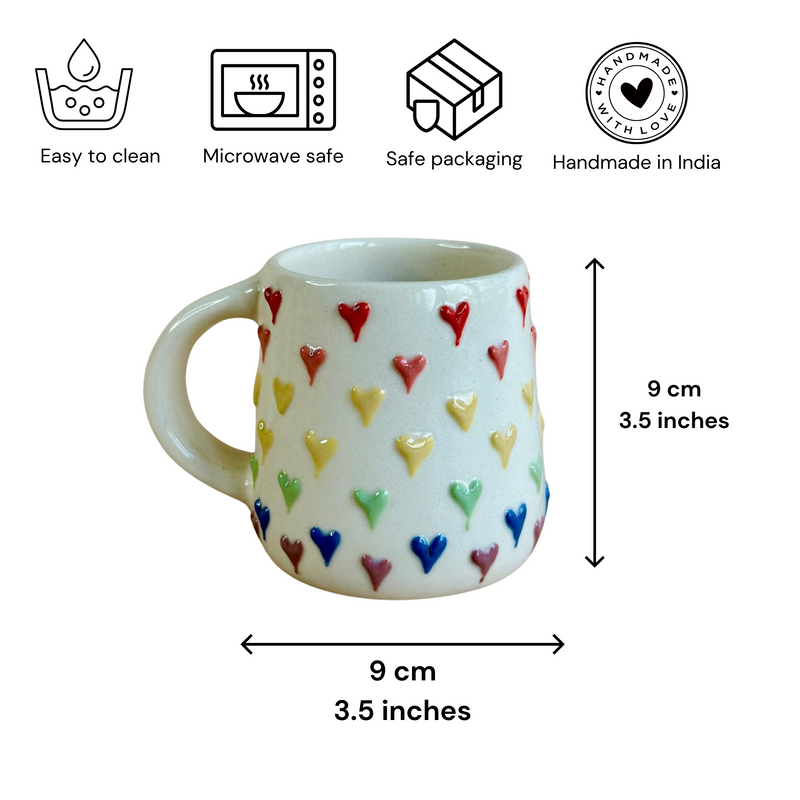 Nurture India Embossed Rainbow Heart Mug