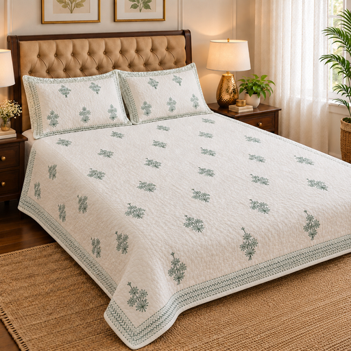 aenak-sea-green-blossom-handblock-reversible-quilted-bedcover-set