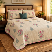 aenak-green-ashoka-handblock-printed-reversible-straight-quilted-bedcover-set-beige-base