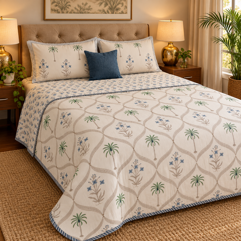 aenak-blue-floral-jaal-handblock-mulmul-cotton-reversible-dohar