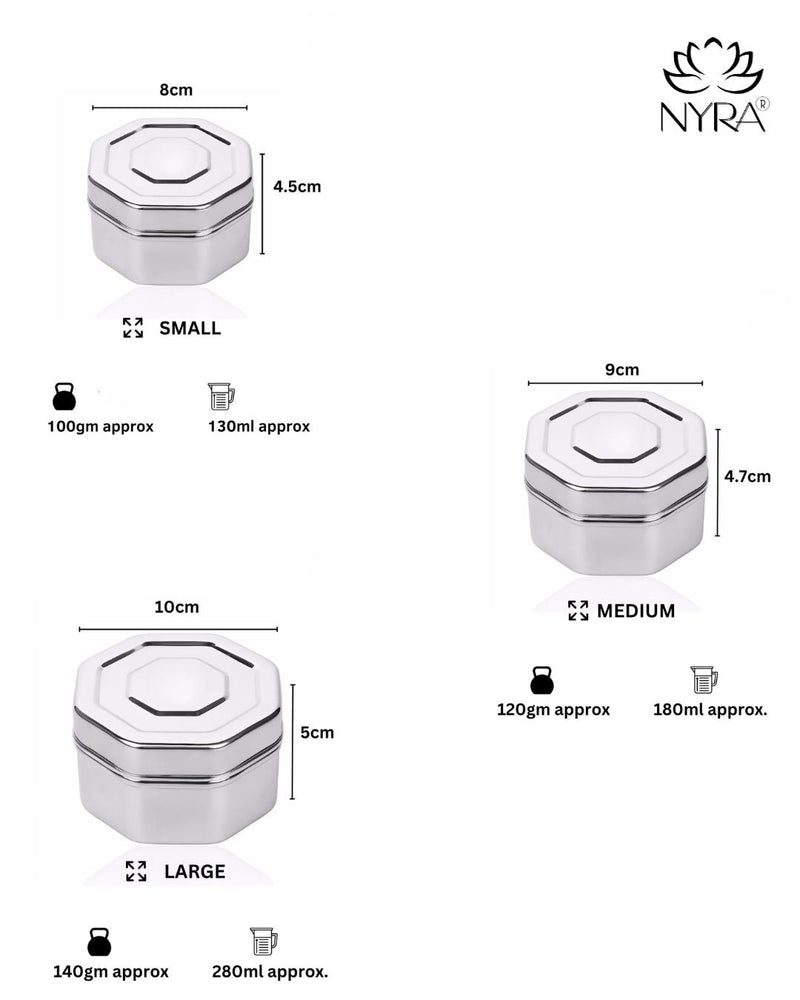 Stainless Steel Square Dibbi Set – Mini Storage Containers
