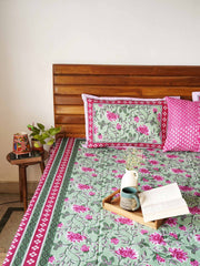 local-kala-baagh-green-a-king-size-double-bed-bedsheet-fitted-bedsheet