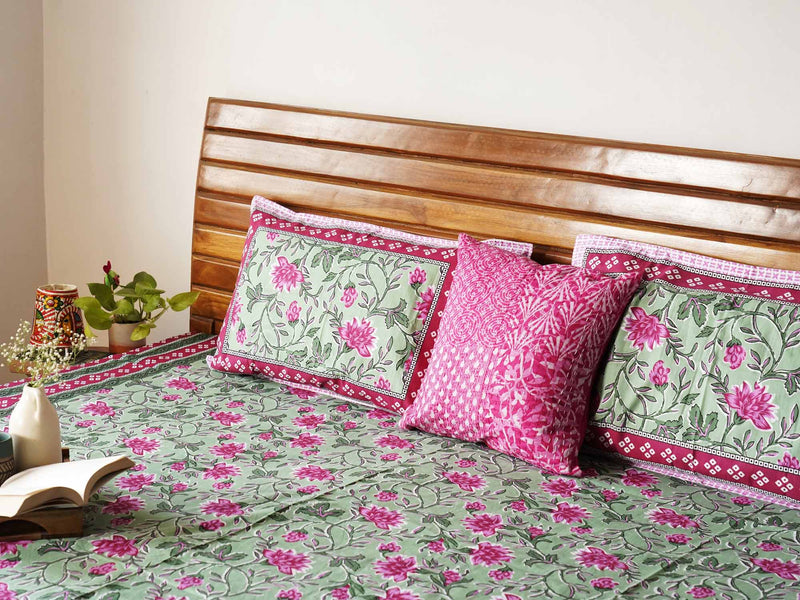 local-kala-baagh-green-a-king-size-double-bed-bedsheet-fitted-bedsheet