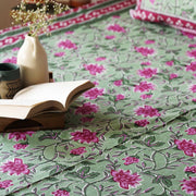 local-kala-baagh-green-a-king-size-double-bed-bedsheet-fitted-bedsheet