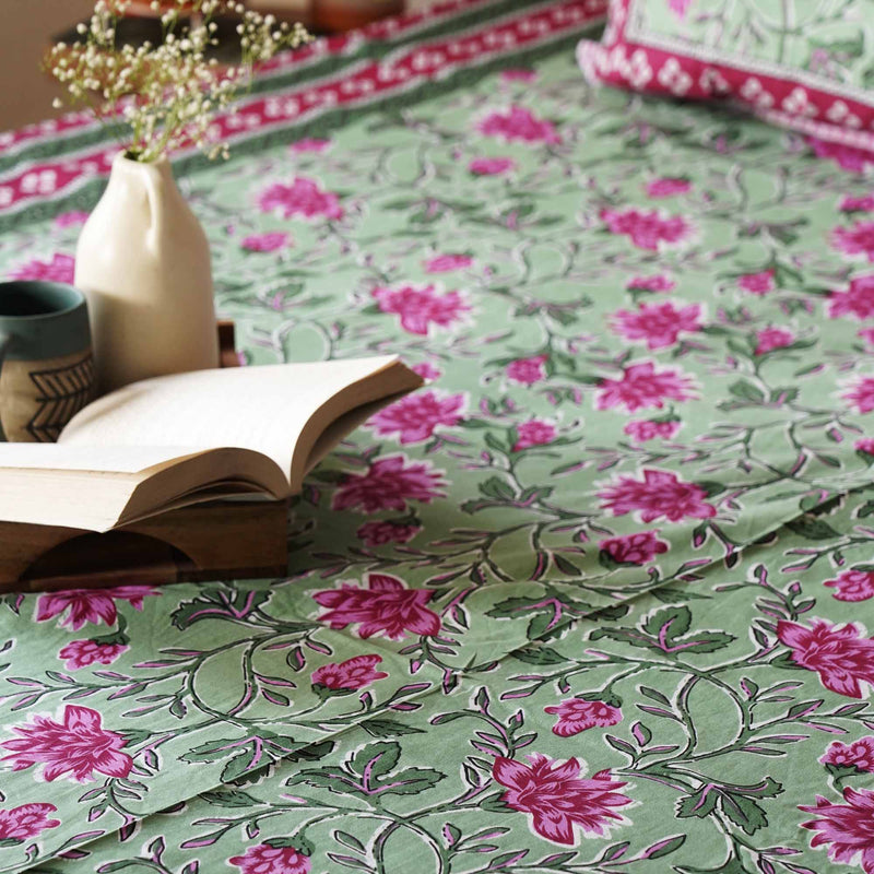 local-kala-baagh-green-a-king-size-double-bed-bedsheet-fitted-bedsheet