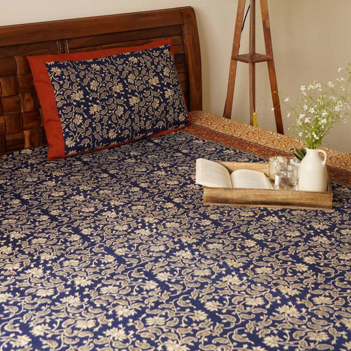 local-kala-blue-kalamkari-single-bed-bedsheet-60x90-inches