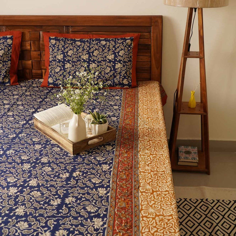 local-kala-blue-kalamkari-single-bed-bedsheet-60x90-inches