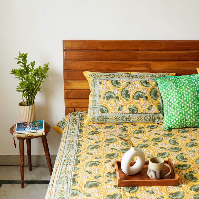 local-kala-begum-yellow-a-king-size-double-bed-bedsheet-fitted-bedsheet