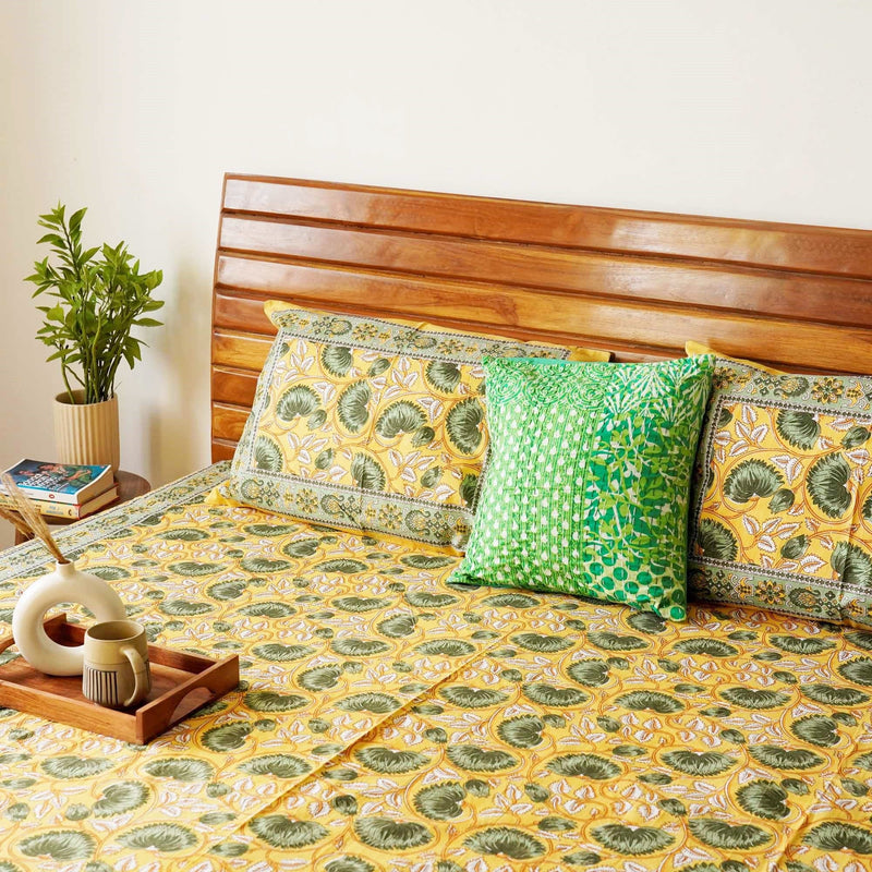 local-kala-begum-yellow-a-king-size-double-bed-bedsheet-fitted-bedsheet