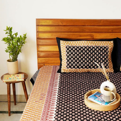 local-kala-kalamkari-black-a-king-size-double-bed-bedsheet-fitted-bedsheet