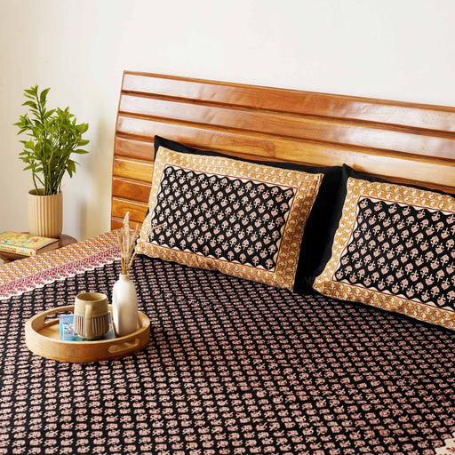 local-kala-kalamkari-black-a-king-size-double-bed-bedsheet-fitted-bedsheet