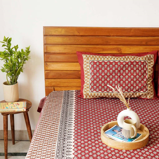 local-kala-kalamkari-maroon-single-bed-bedsheet-60x90-inches