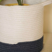 local-kala-jute-cotton-planter-storage-laundry-circular-basket-navy-and-white
