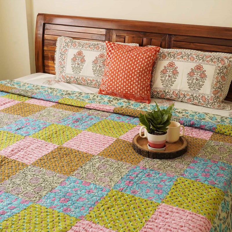 local-kala-rangeela-a-patchwork-reversible-quilted-bedcover-comforter