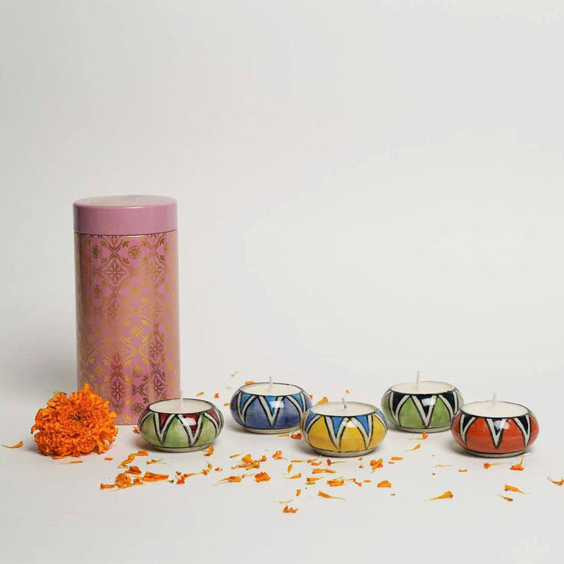 local-kala-scented-tea-lights-gift-hamper-set-of-5-with-an-air-tight-jar-multicolor