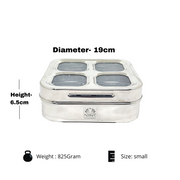 Stainless Steel 4-Compartment Dry Fruit Box with See-Through Lid – Kitchen Utensil