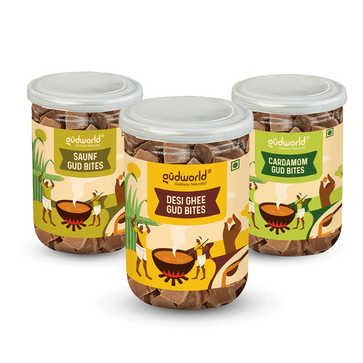 Gudworld Digestive Jaggery Bites Variety Pack – 3 Flavor Bundle