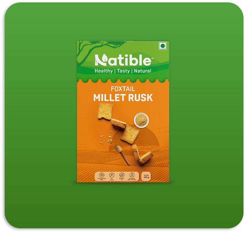 Natible Foxtail Millet Rusk – Crunchy Tea Time Snack (7.76 oz)