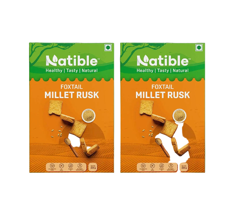 Natible Foxtail Millet Rusk Variety Pack – Crunchy Tea Time Snack (7.76 oz)