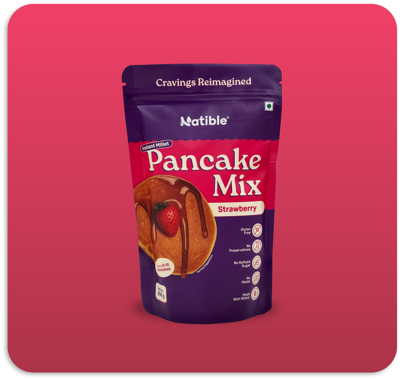 Natible Instant Millet Pancake Mix - Strawberry – Easy Breakfast Pancake Mix (7.05 oz)