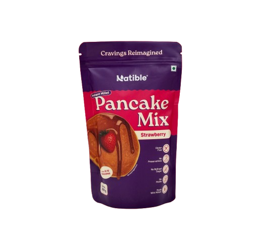 Natible Instant Millet Pancake Mix - Strawberry – Easy Breakfast Pancake Mix (7.05 oz)