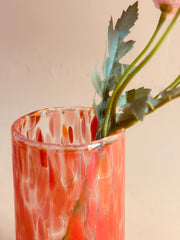 Nurture India Antique U Shape Mouth Blown Glass Vase Red