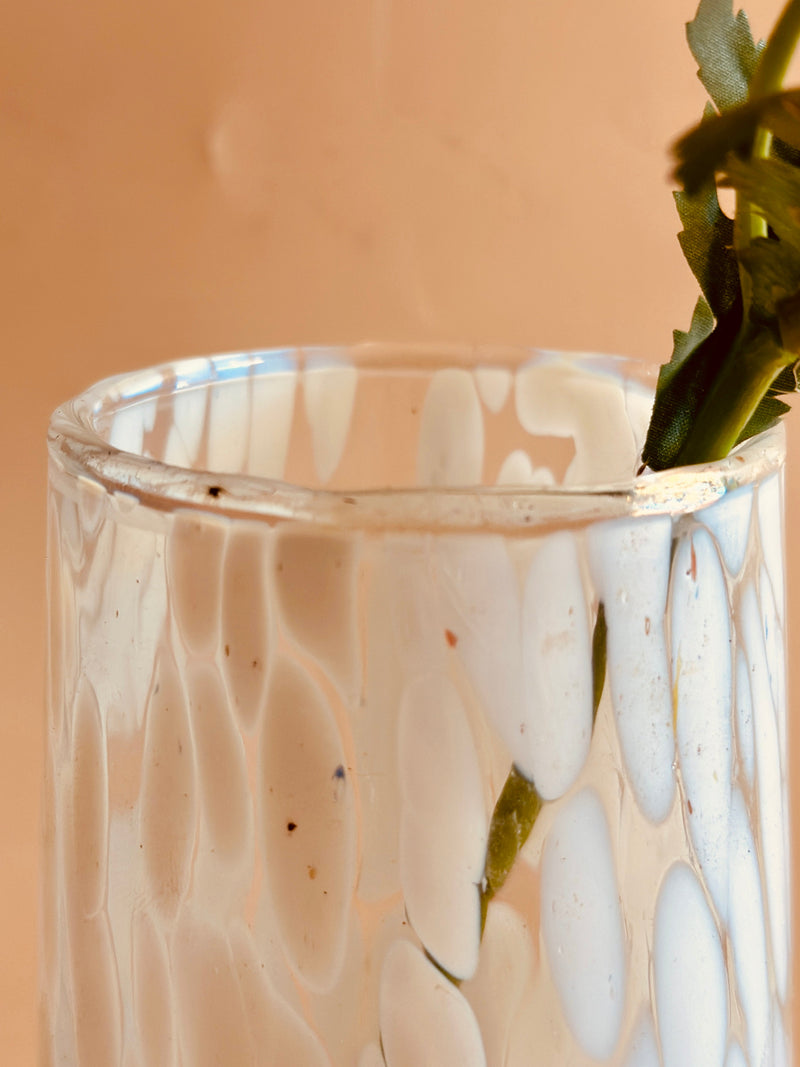 Nurture India Antique Flat Glass Vase White