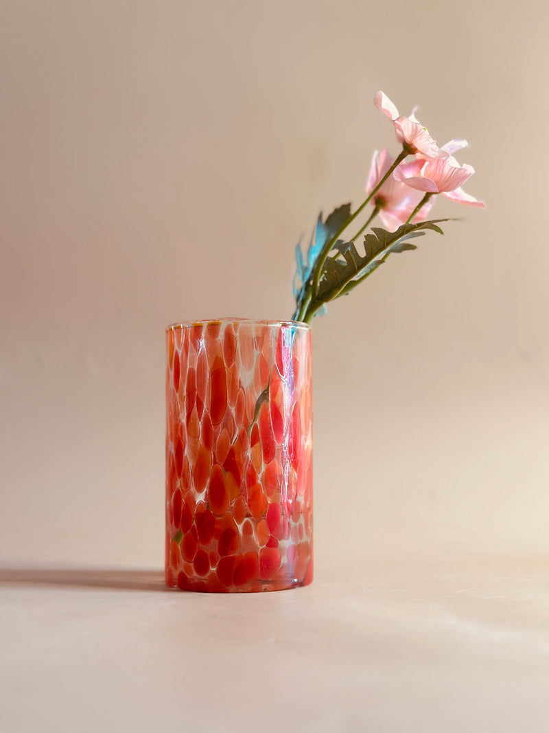 Nurture India Antique Flat Glass Vase Red