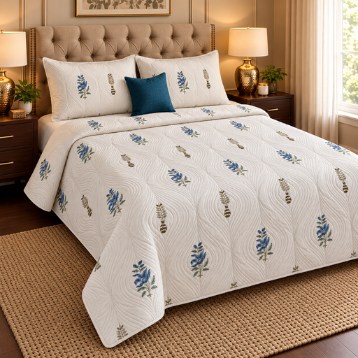 aenak-blue-dahlia-embossed-quilted-handblock-bedcover-set