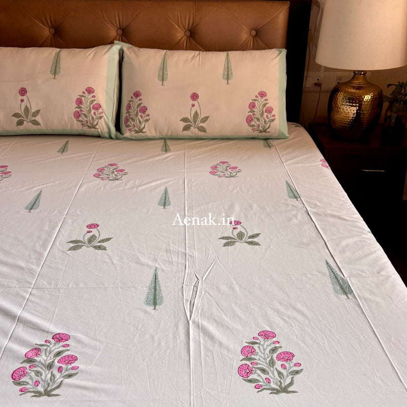 aenak-light-magenta-floral-handblock-bedsheet-dohar-combo-set