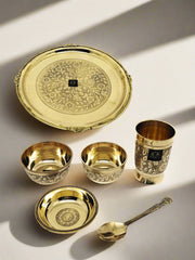 Traditional Brass Dinner Thali Set – Kitchen Utensil