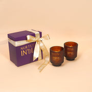Nurture India Walnut Tlight Holder Gift Box 2-Piece Set