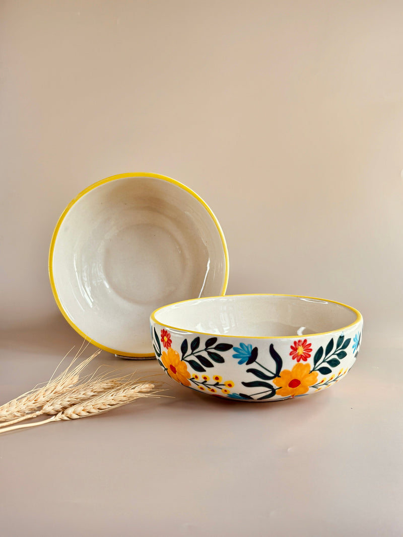 Nurture India Floral Extravaganza Ceramic Bowl Large