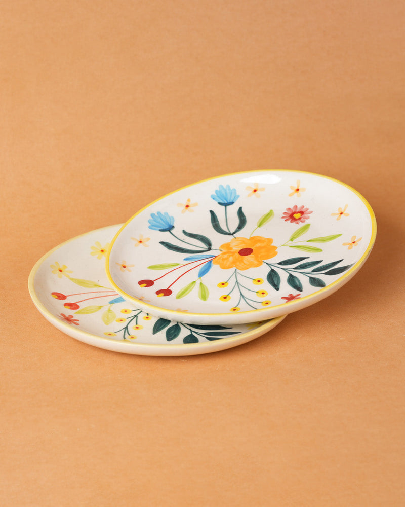 Nurture India Floral Extravaganza Ceramic Plate Sets 7-Inch