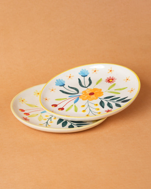 Nurture India Floral Extravaganza Ceramic Plate Sets 7-Inch