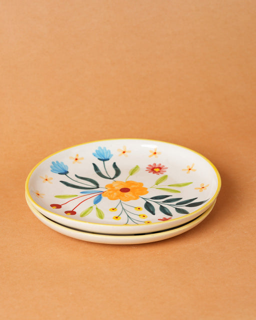 Nurture India Floral Extravaganza Ceramic Plate Sets 7-Inch