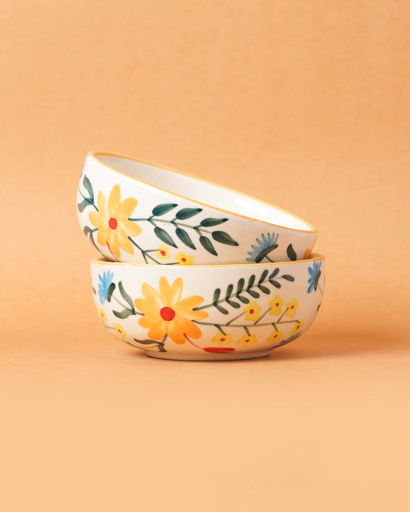 Nurture India Floral Extravaganza Ceramic Small Bowls 5-Inch